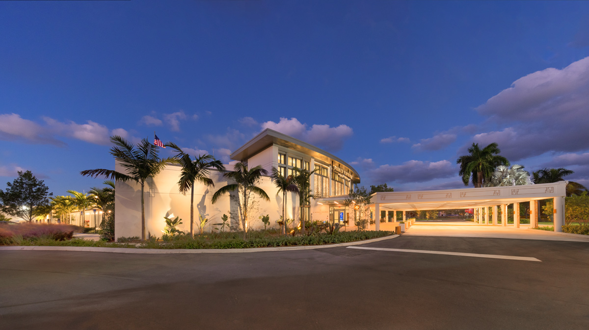 Architectural dusk view of the Parker Playhouse in Fort Lauderdale, FL. 