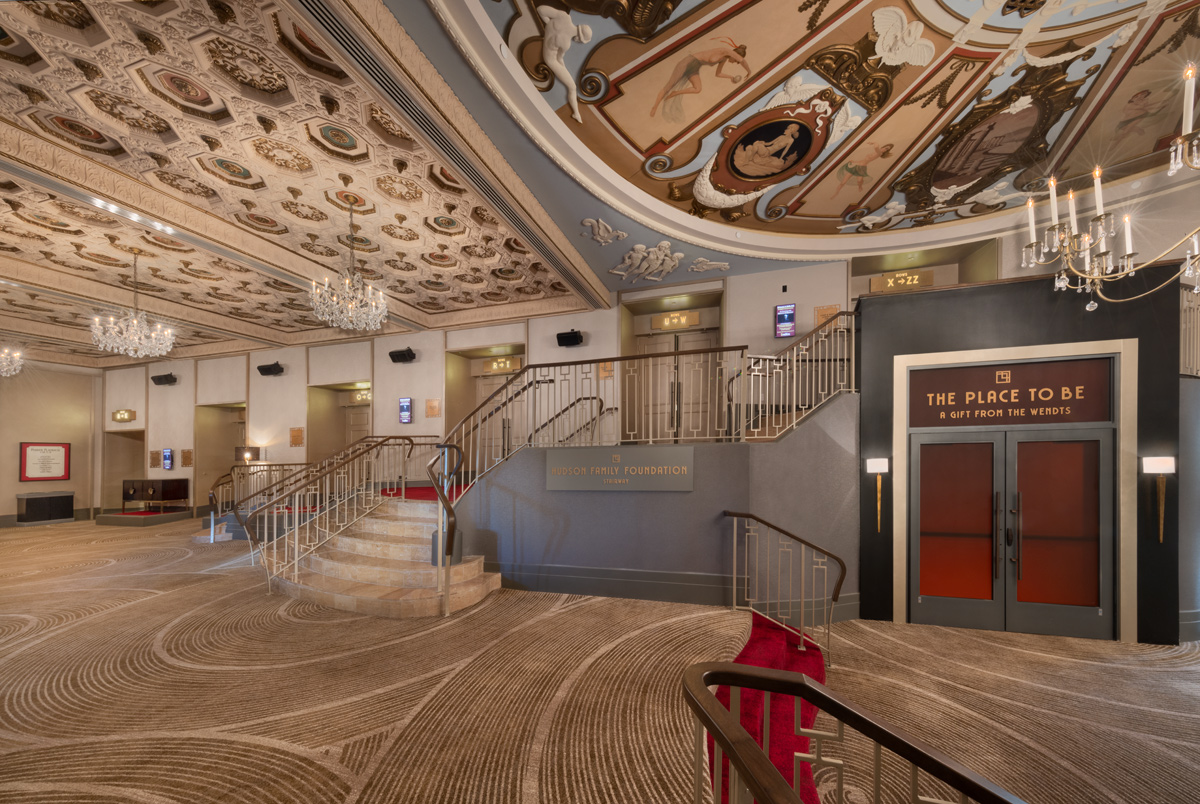 Interior design view of the Parker Playhouse theater access lobby in Fort Lauderdale, FL. 