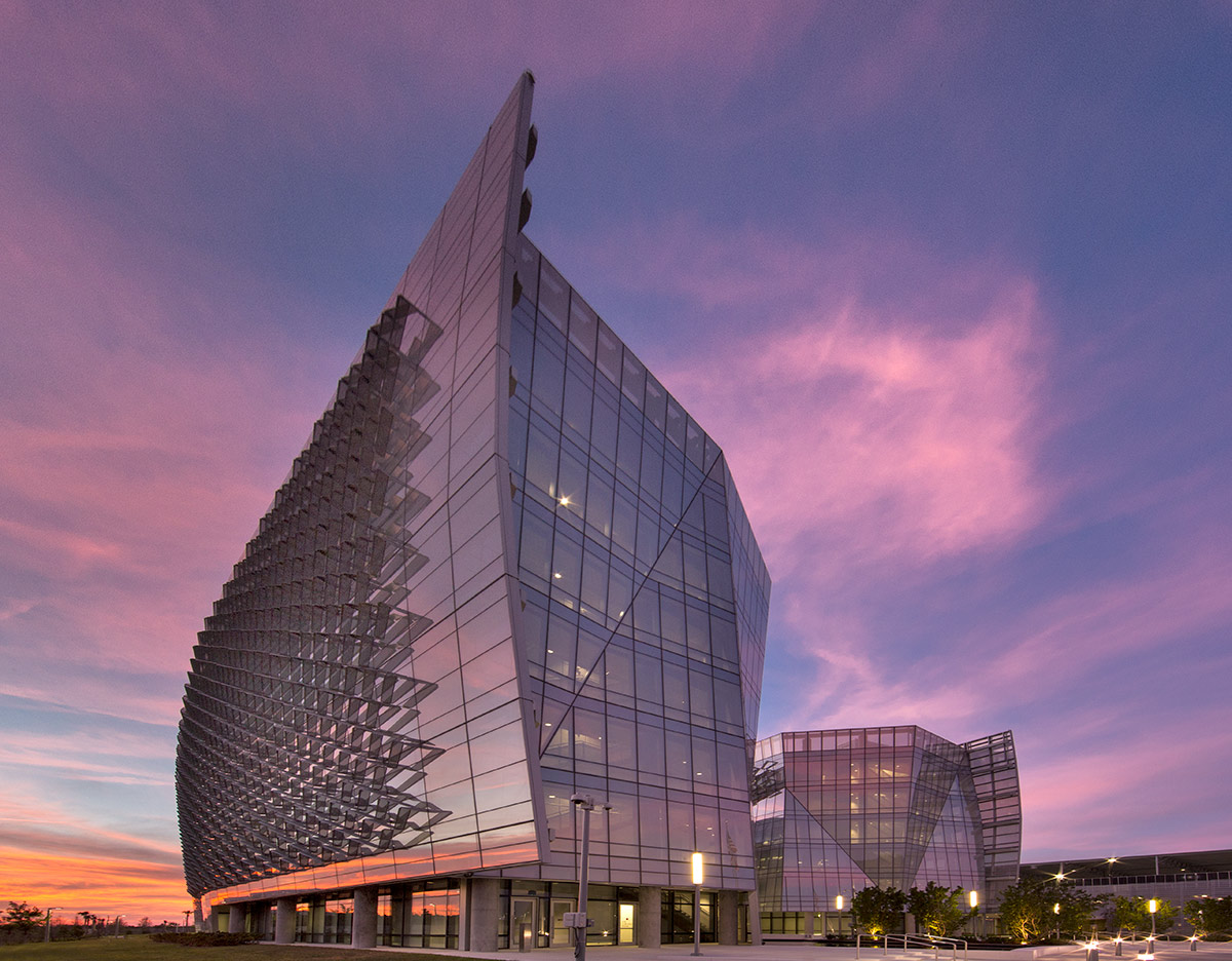 Architectural dusk view of the FBI Headquarters in Miramar, FL