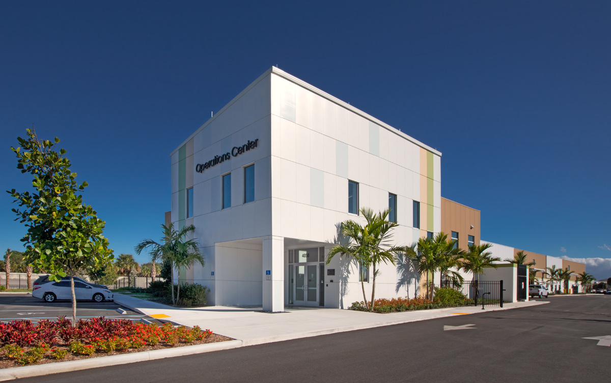 Architectiural view of the entrance at Palm Beach Gardens fire and rescue.