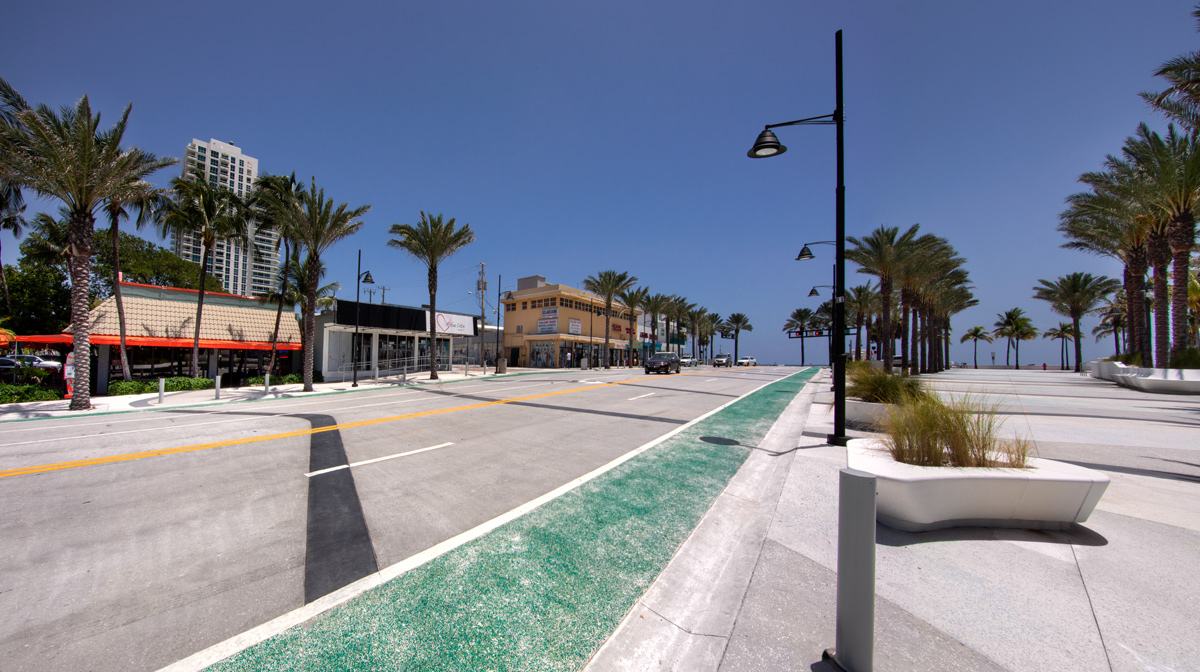 Las Olas Fort Lauderdale beachfront park pavement renovation.