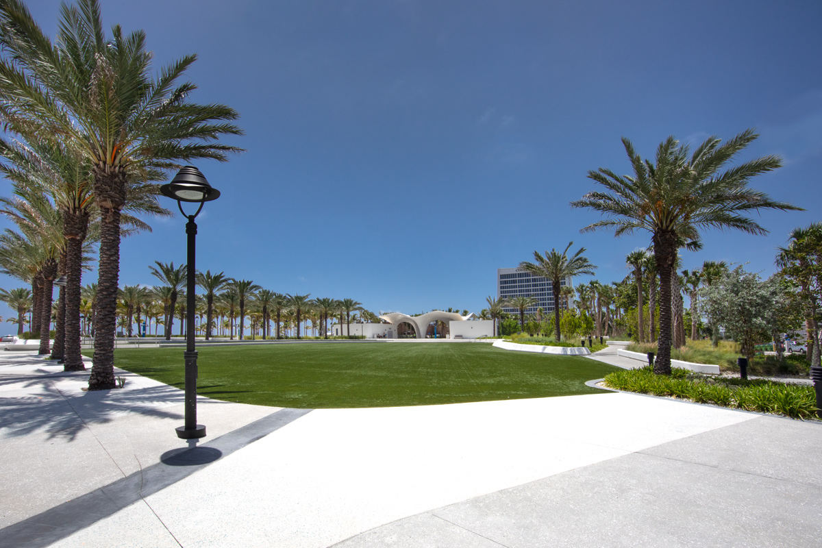 Las Olas Fort Lauderdale beachfront park pavilion lawn view.