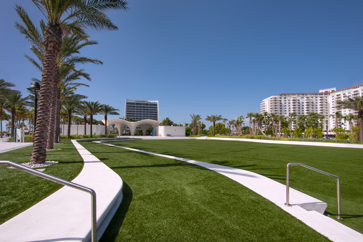 Las Olas Fort Lauderdale beachfront park pavilion lawn view.