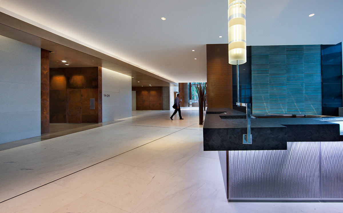 Interior design view of 1450 Brickell office tower.
