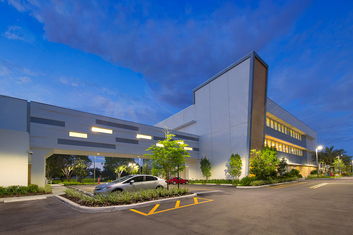 Architectural dusk view of the HBO data center in Sunrise, FL 