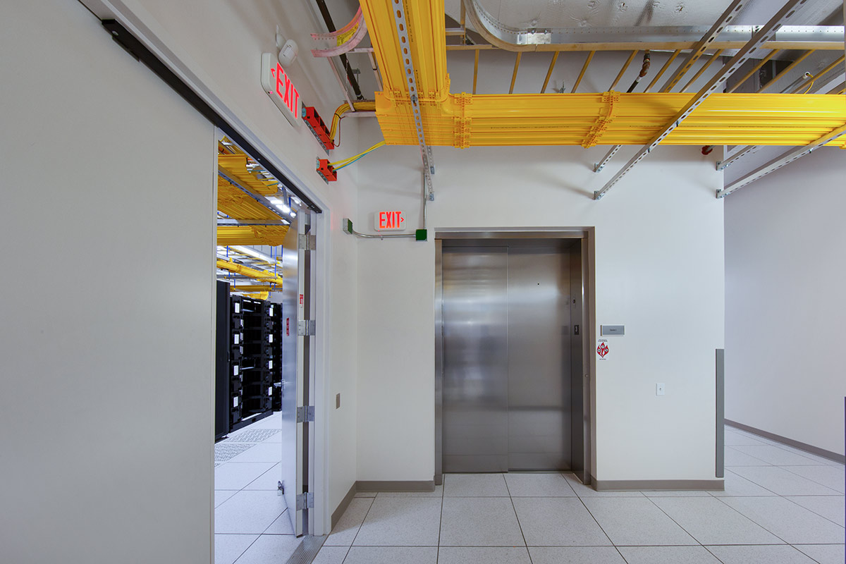 Interior design view of the HBO data center tech rooms.