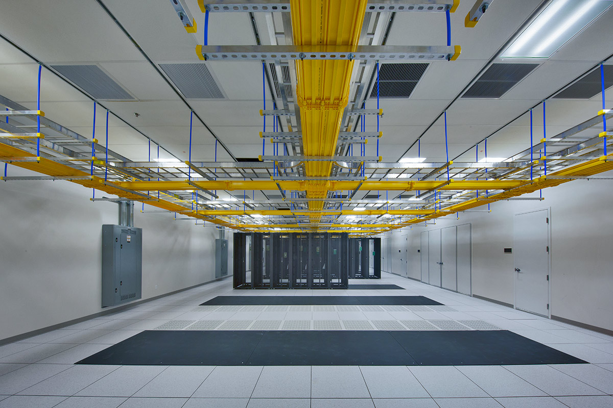 Interior design view of the HBO data center tech room.