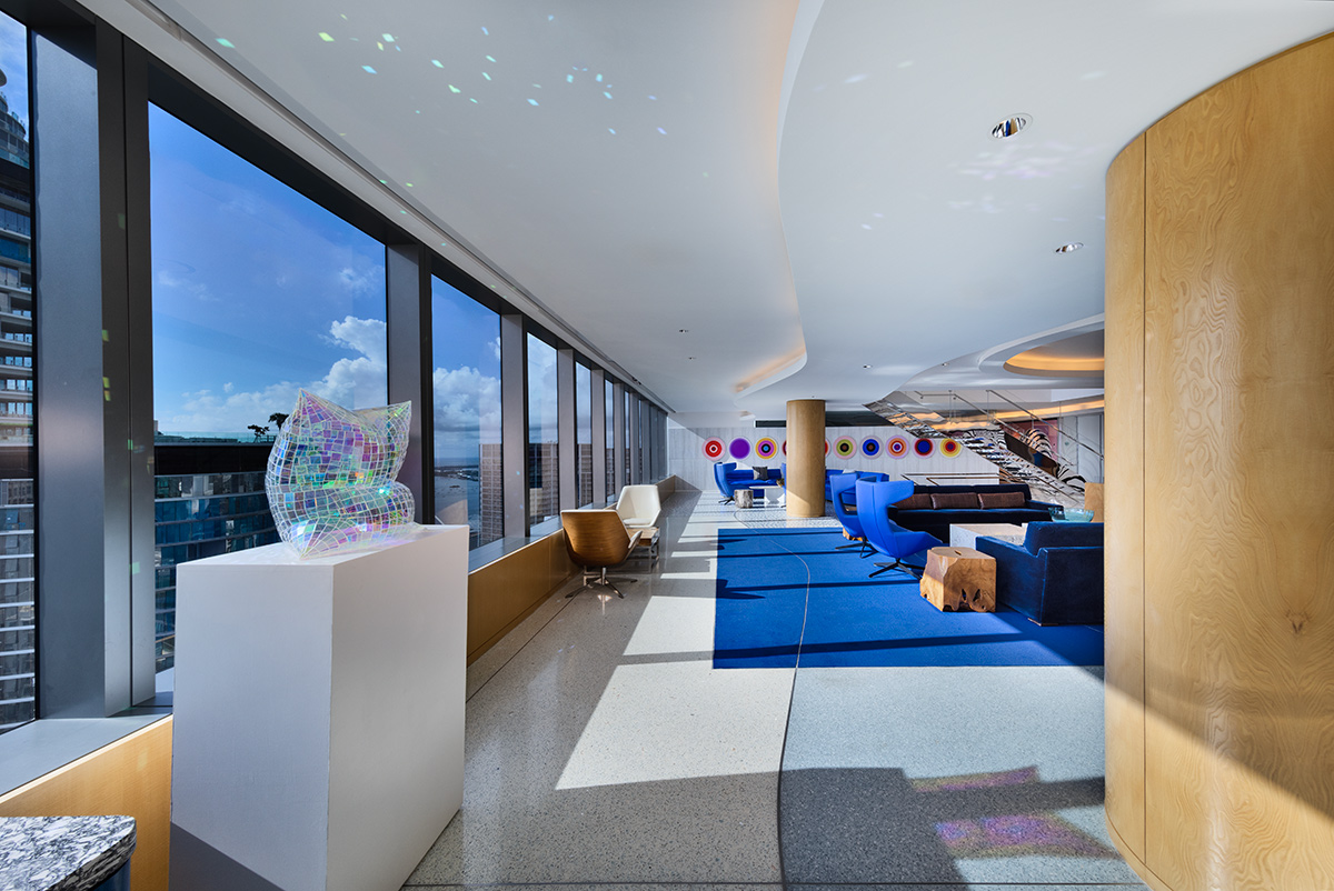 Architectural and interior design views of Mcdermott Will and Emery law offices and headquarters in downtown Miami, FL