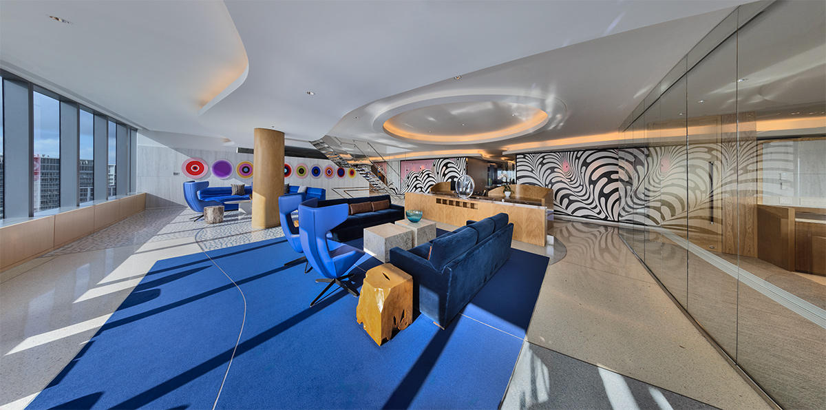 Architectural and interior design views of Mcdermott Will and Emery law offices and headquarters in downtown Miami, FL