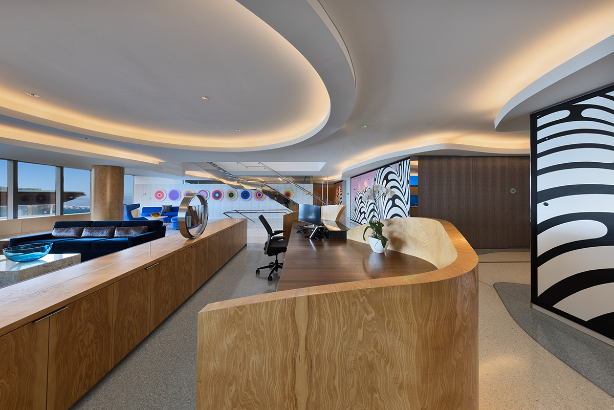 Architectural and interior design views of Mcdermott Will and Emery law offices and headquarters in downtown Miami, FL