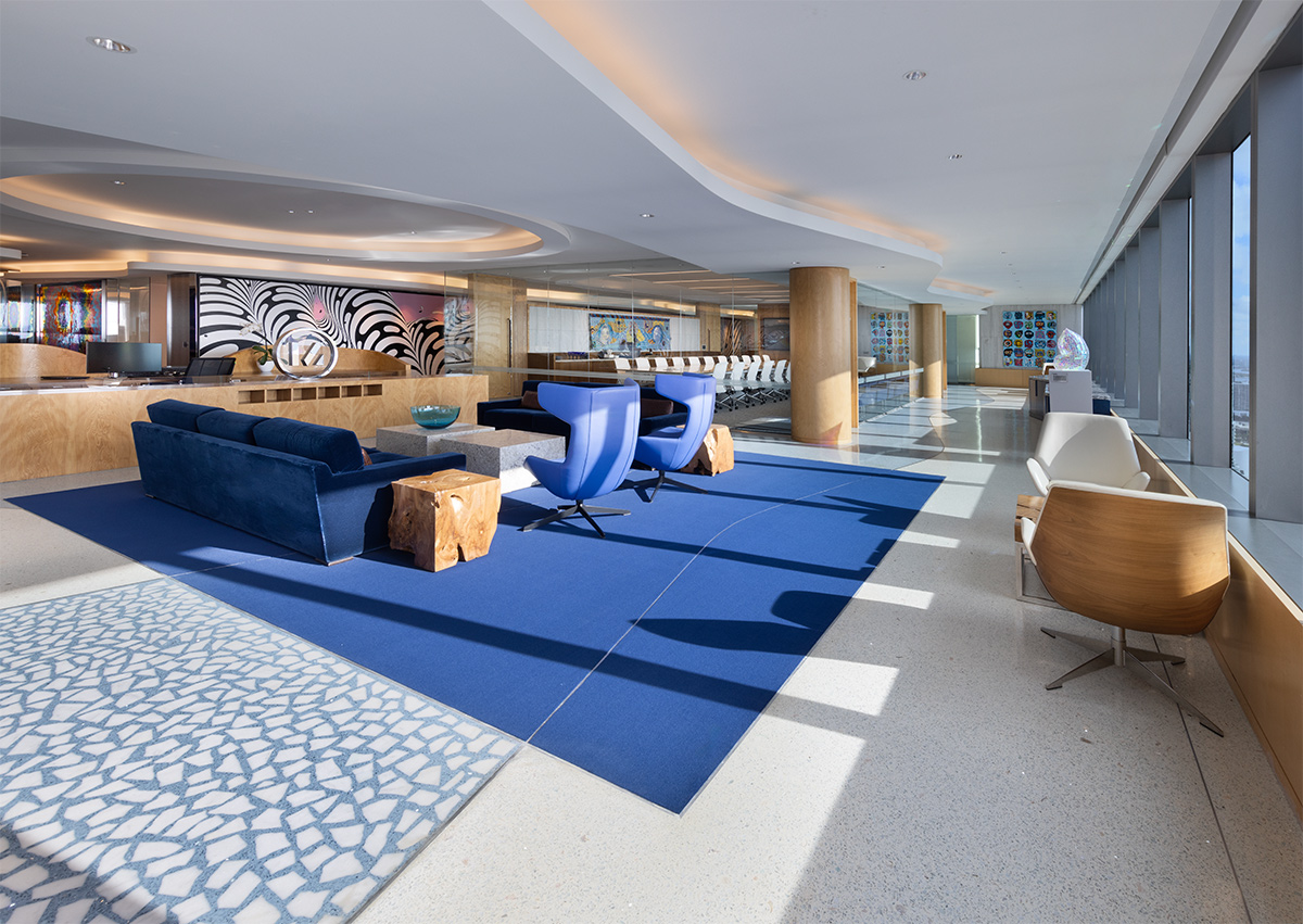 Architectural and interior design views of Mcdermott Will and Emery law offices and headquarters in downtown Miami, FL