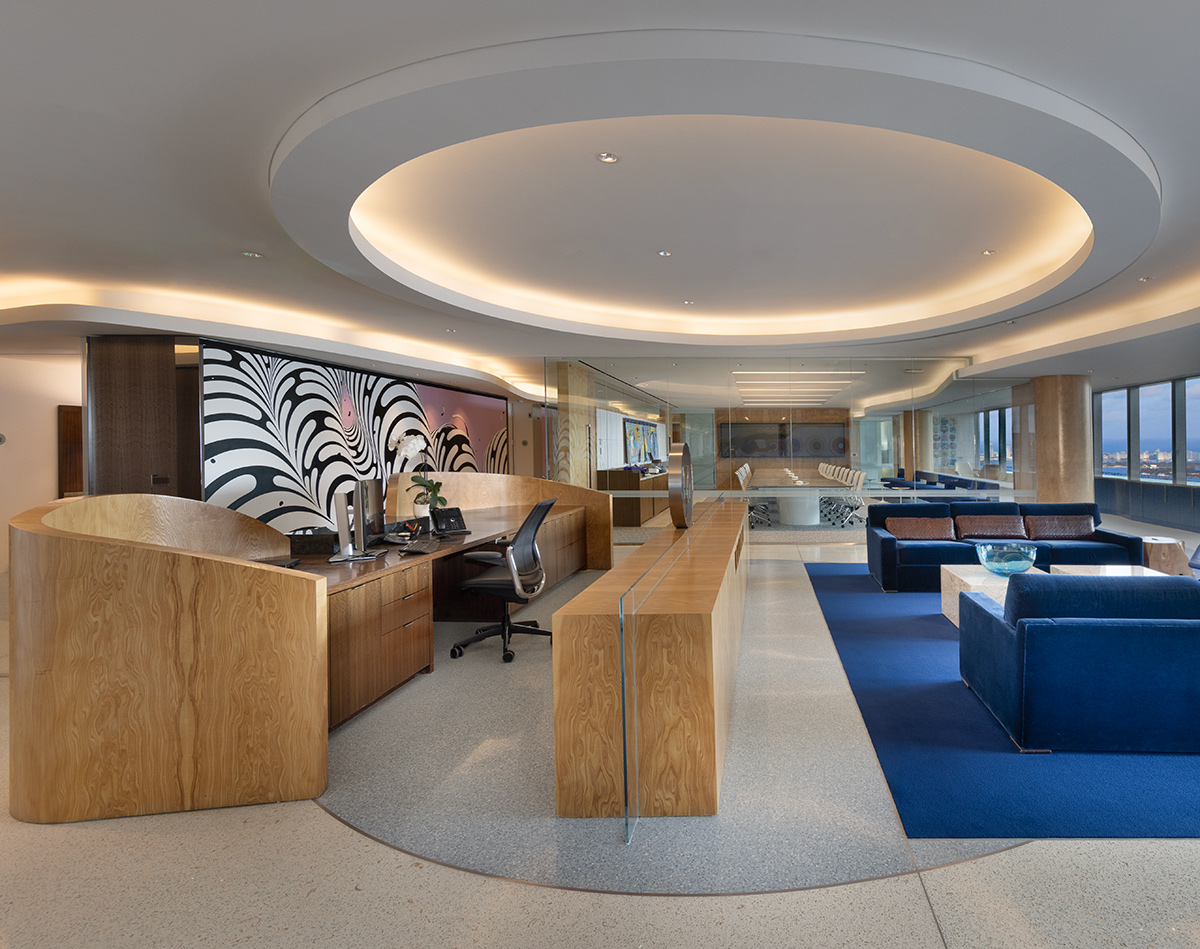 Architectural and interior design views of Mcdermott Will and Emery law offices and headquarters in downtown Miami, FL