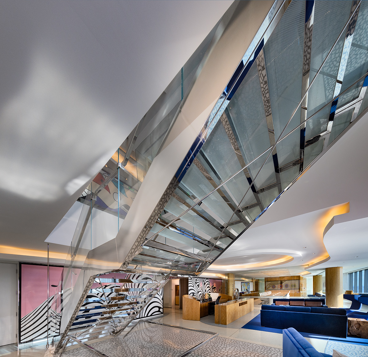 Architectural and interior design views of Mcdermott Will and Emery law offices and headquarters in downtown Miami, FL