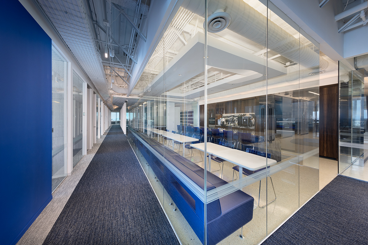 Architectural and interior design views of Mcdermott Will and Emery law offices and headquarters in downtown Miami, FL