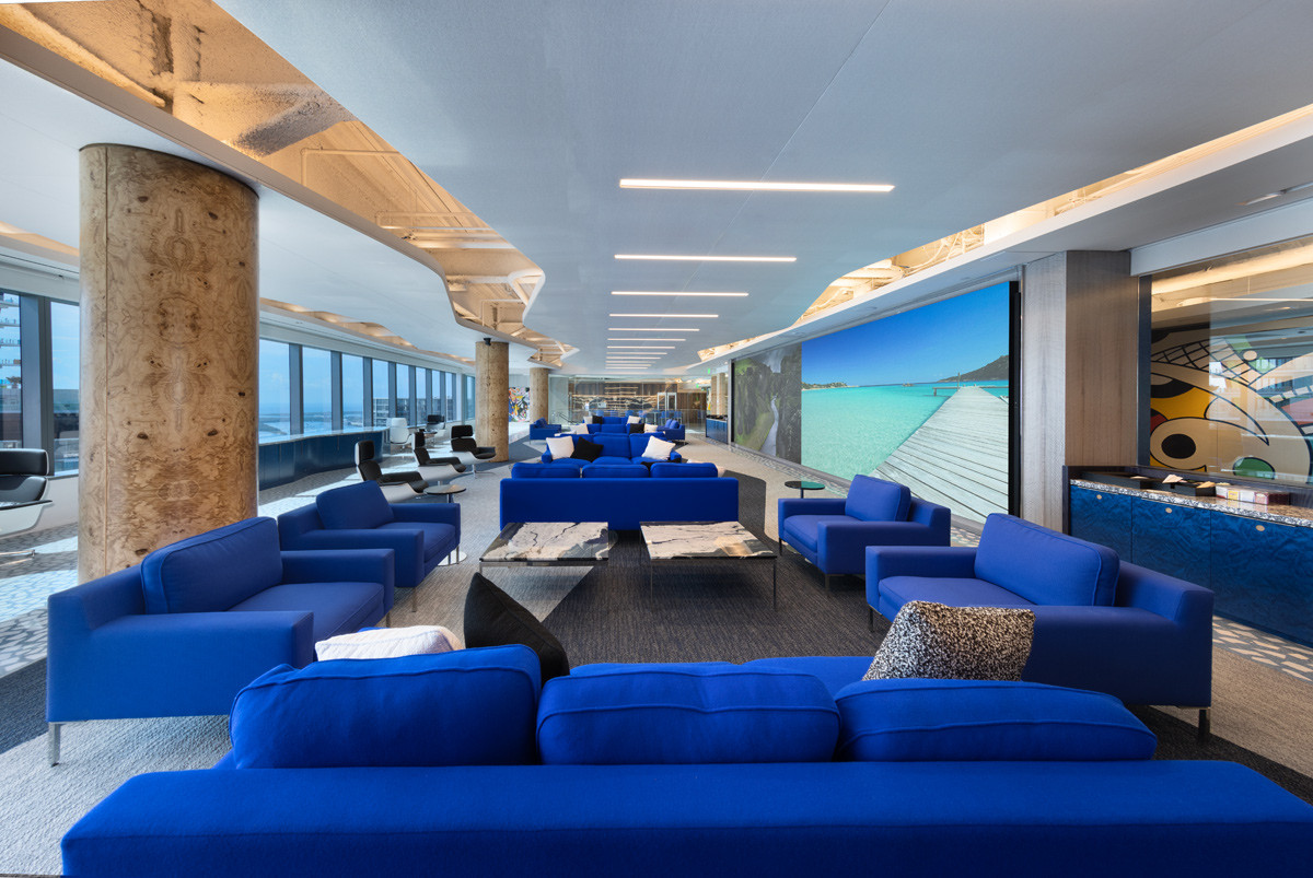 Architectural and interior design views of Mcdermott Will and Emery law offices and headquarters in downtown Miami, FL