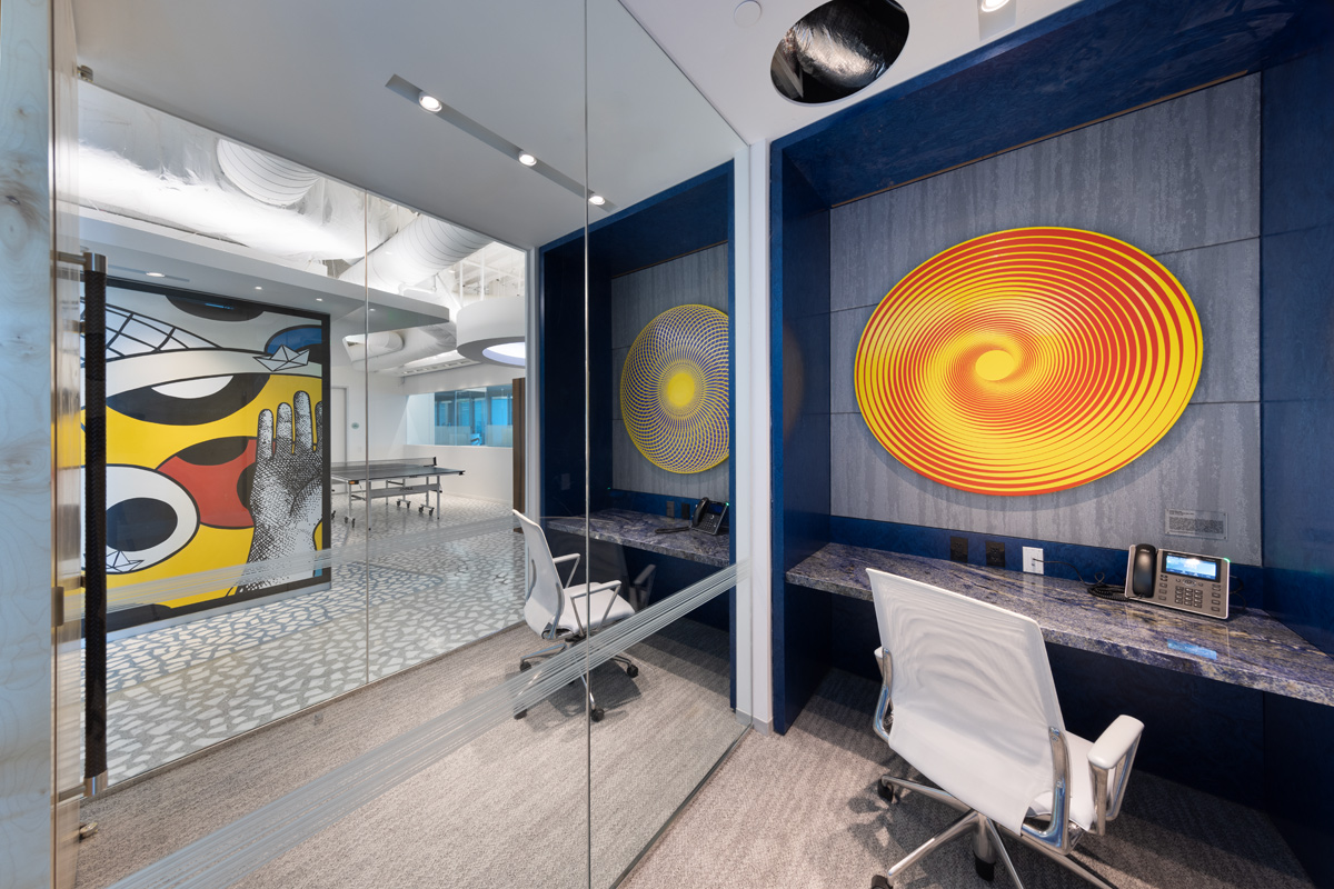 Architectural and interior design views of Mcdermott Will and Emery law offices and headquarters in downtown Miami, FL