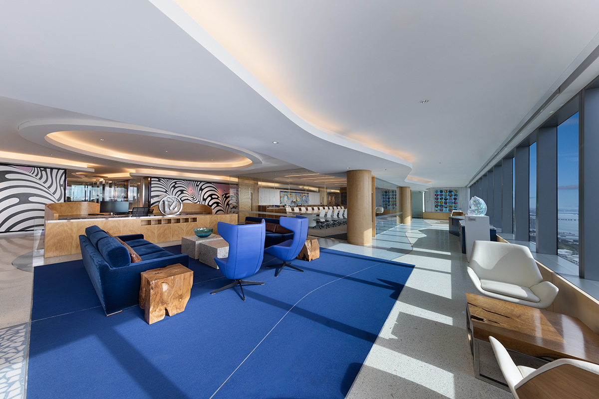 Architectural and interior design views of Mcdermott Will and Emery law offices and headquarters in downtown Miami, FL