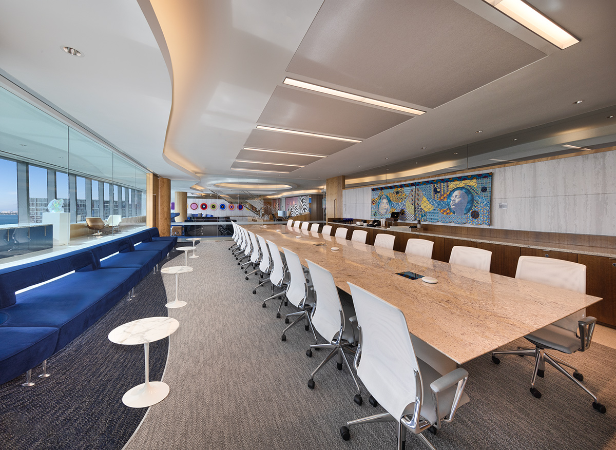 Architectural and interior design views of Mcdermott Will and Emery law offices and headquarters in downtown Miami, FL