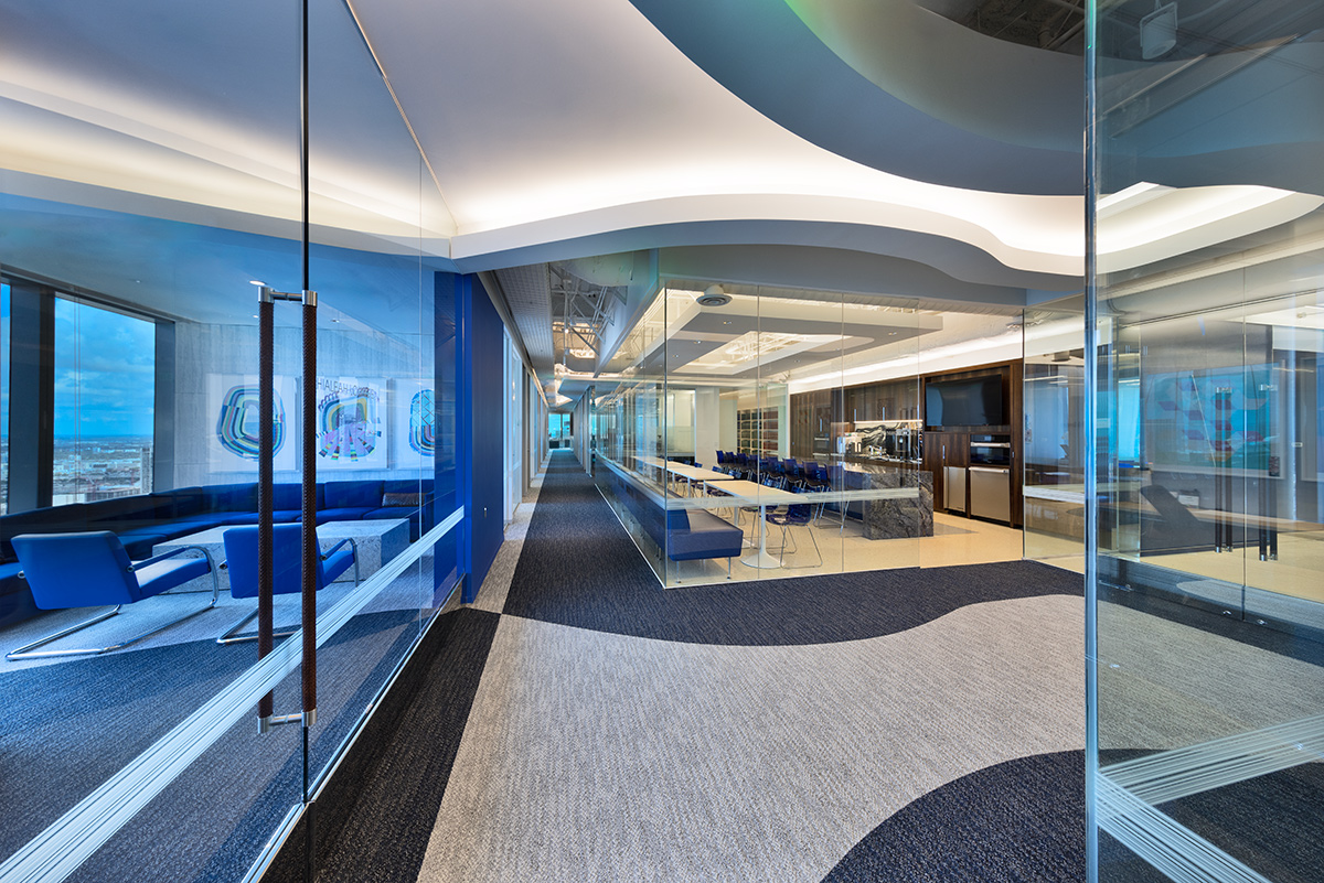 Architectural and interior design views of Mcdermott Will and Emery law offices and headquarters in downtown Miami, FL