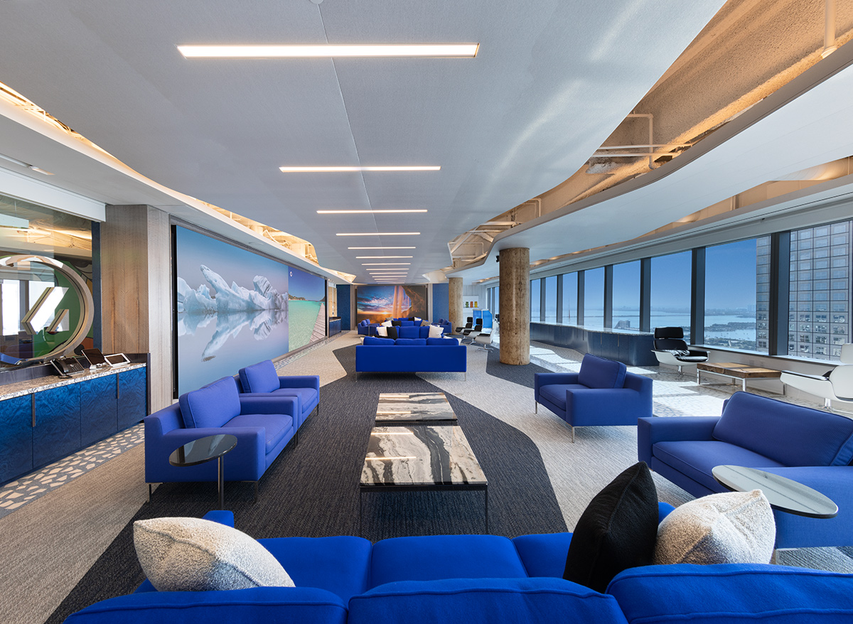 Architectural and interior design views of Mcdermott Will and Emery law offices and headquarters in downtown Miami, FL