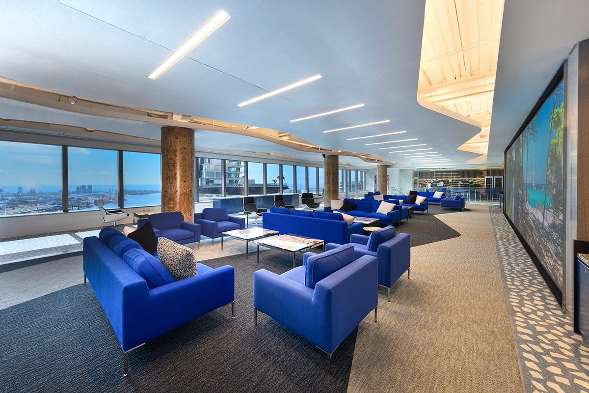 Architectural and interior design views of Mcdermott Will and Emery law offices and headquarters in downtown Miami, FL