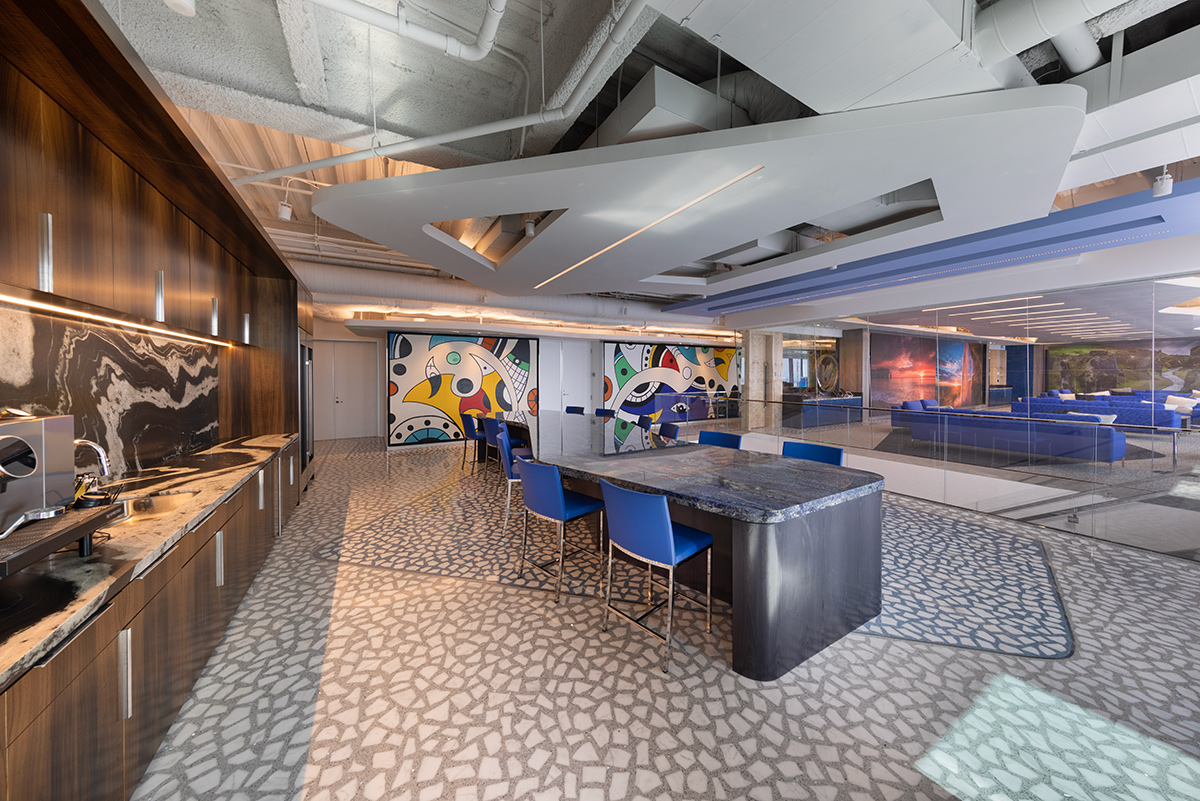Architectural and interior design views of Mcdermott Will and Emery law offices and headquarters in downtown Miami, FL