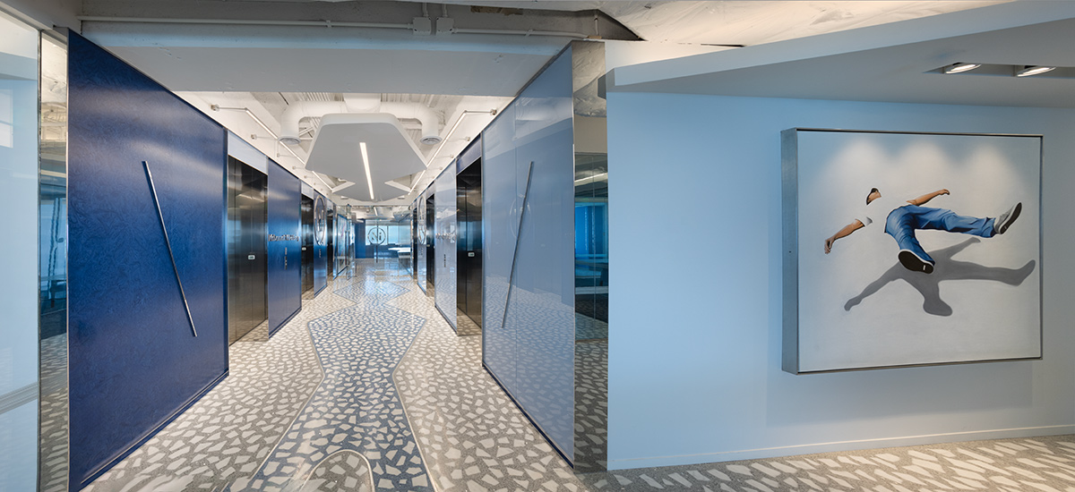 Architectural and interior design views of Mcdermott Will and Emery law offices and headquarters in downtown Miami, FL