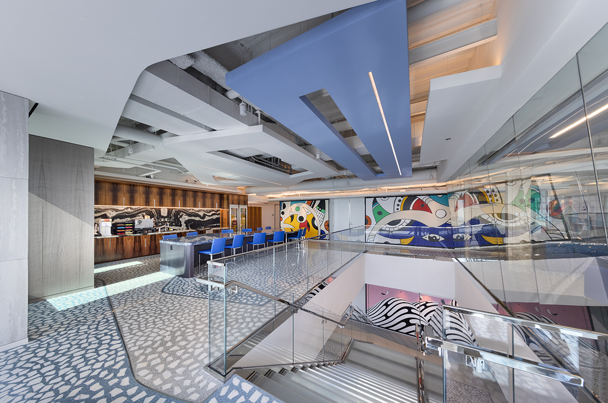 Architectural and interior design views of Mcdermott Will and Emery law offices and headquarters in downtown Miami, FL