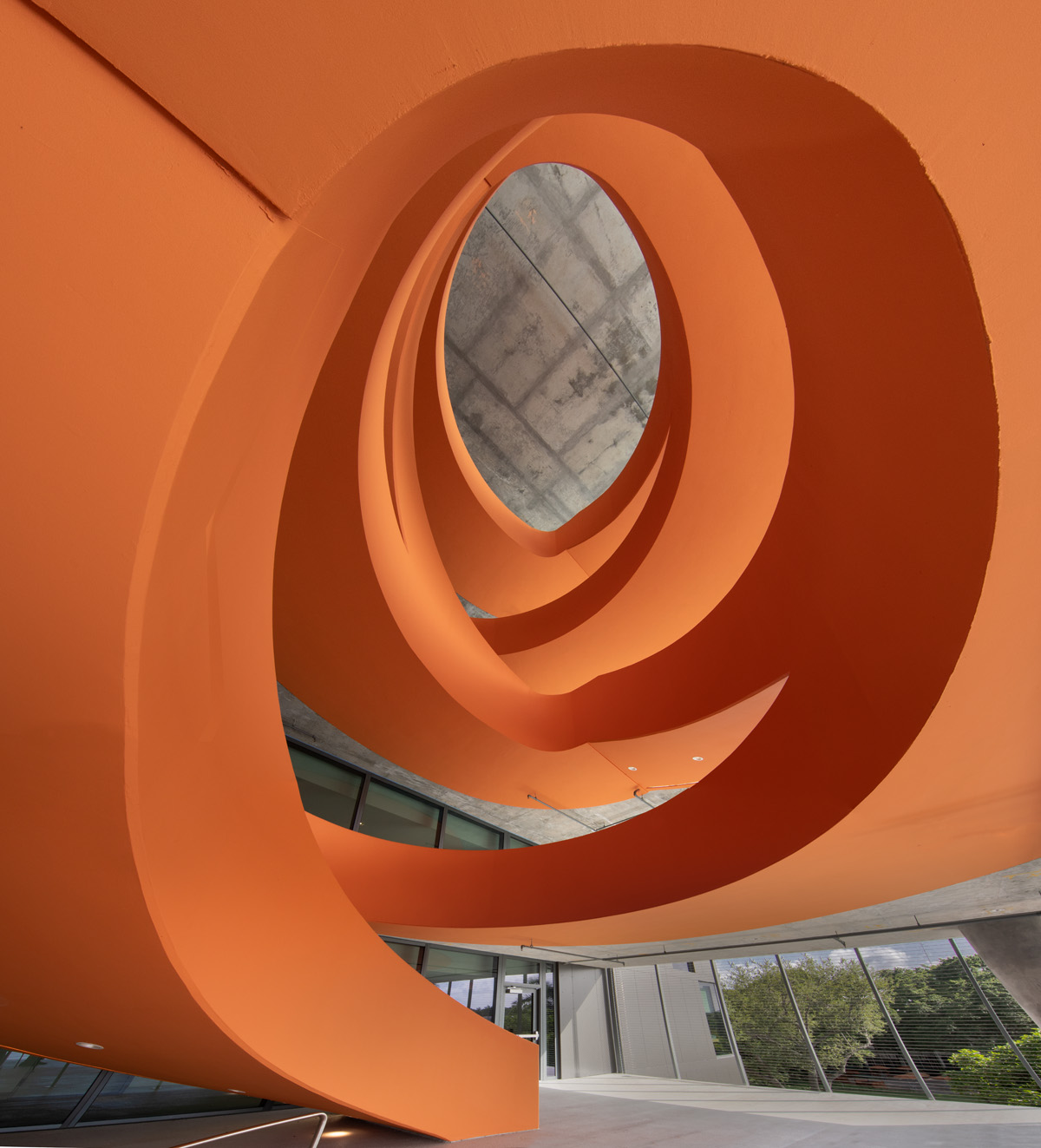 Architectural staircase view at UM Lakeside Village Student Housing in Miami, FL