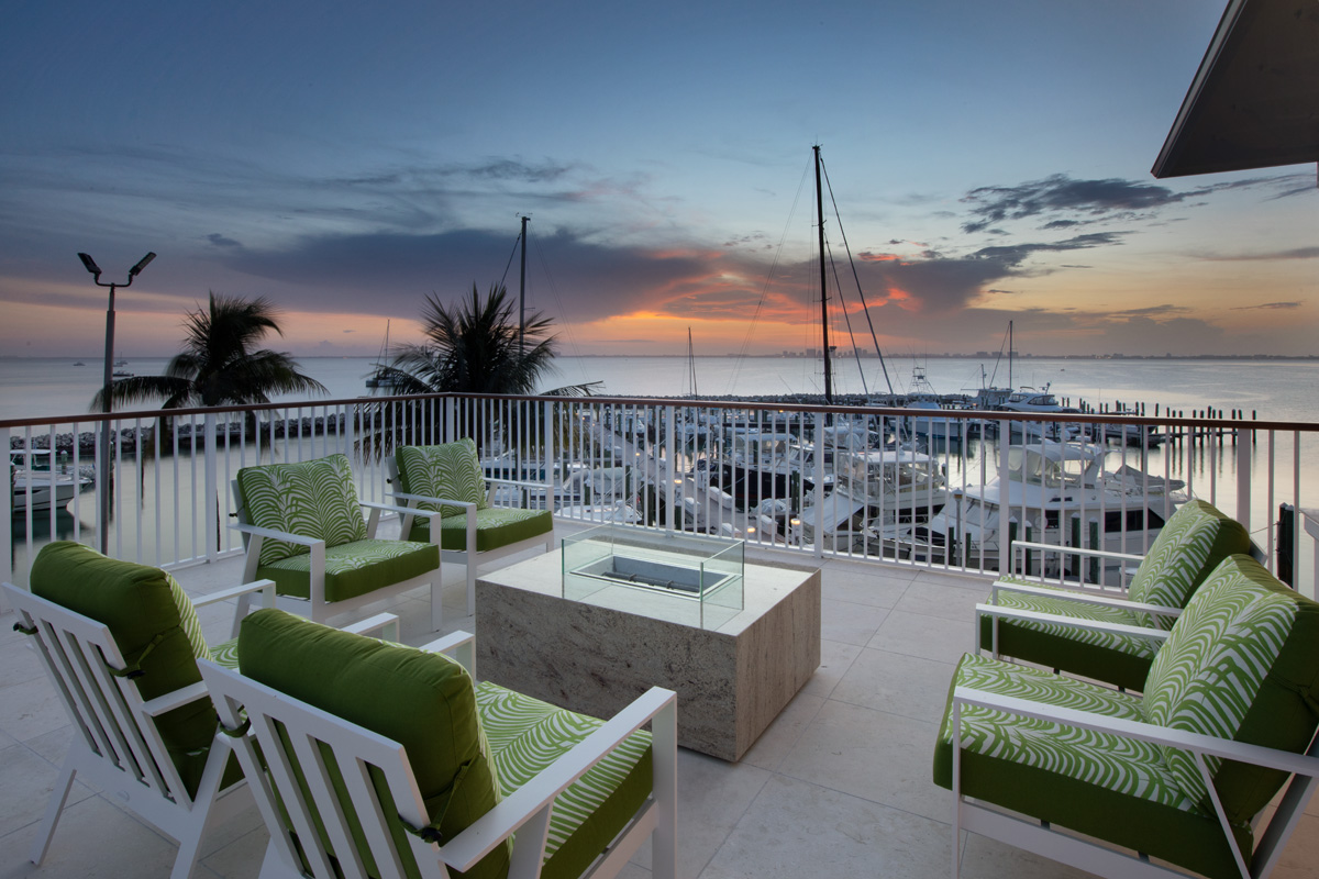 Key Biscayne yacht club  terrace at sunset