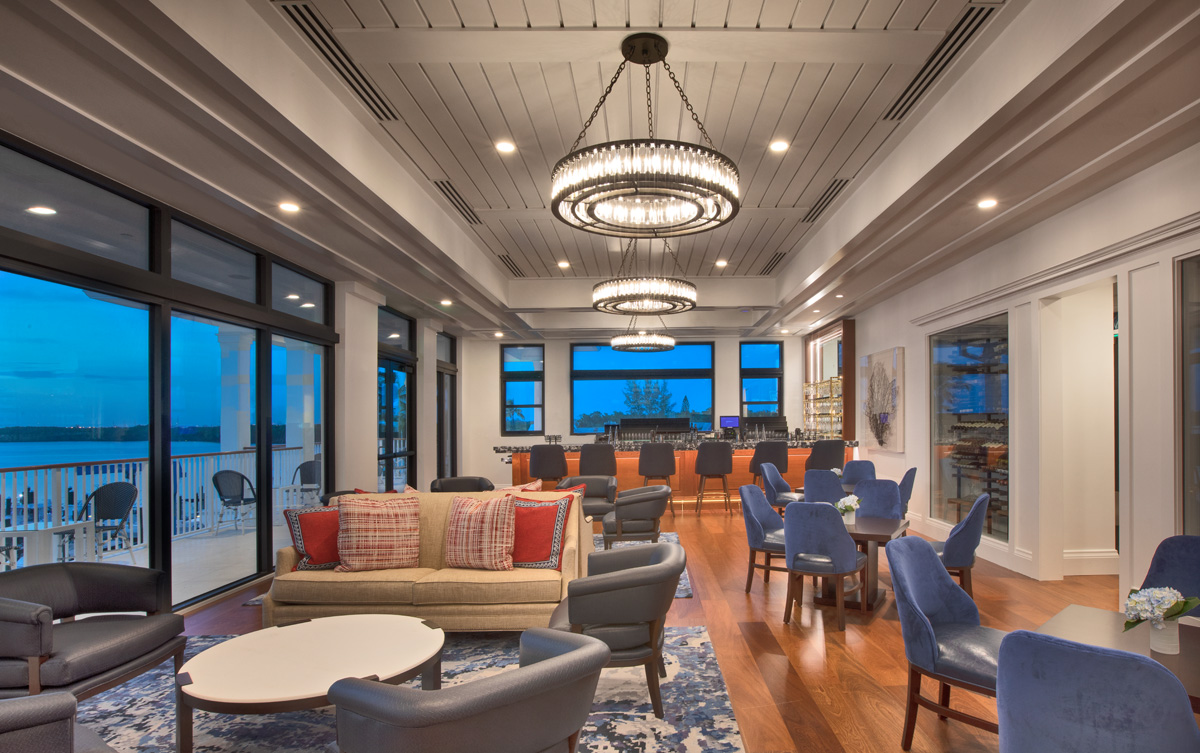 Key Biscayne yacht club  lounge at dusk