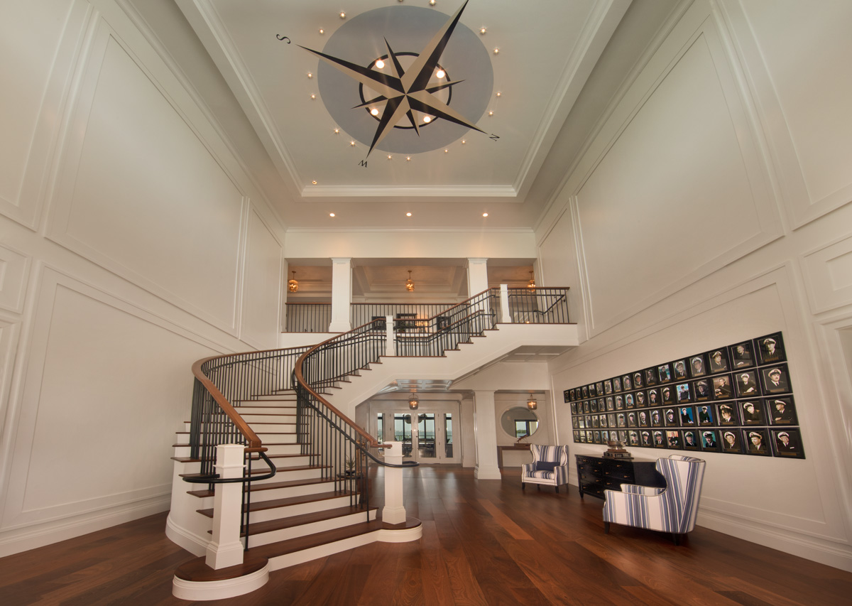 Key Biscayne yacht club  entryway with decorative staircase
