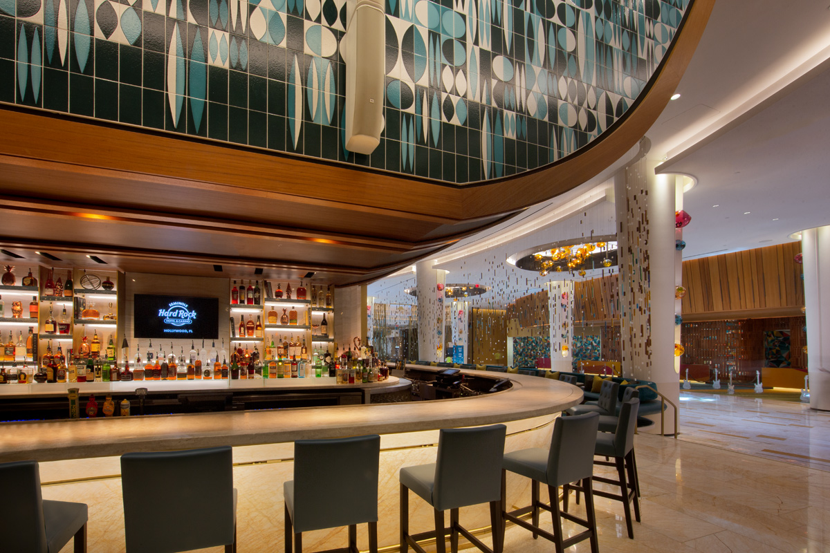 Hard Rock Hollywood casino lobby bar.