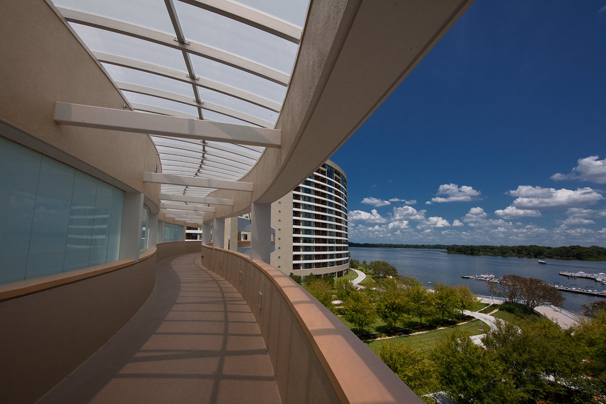 Architectural terrace view of Bay Lake Tower at Disney's Resort - Orlando, FL.