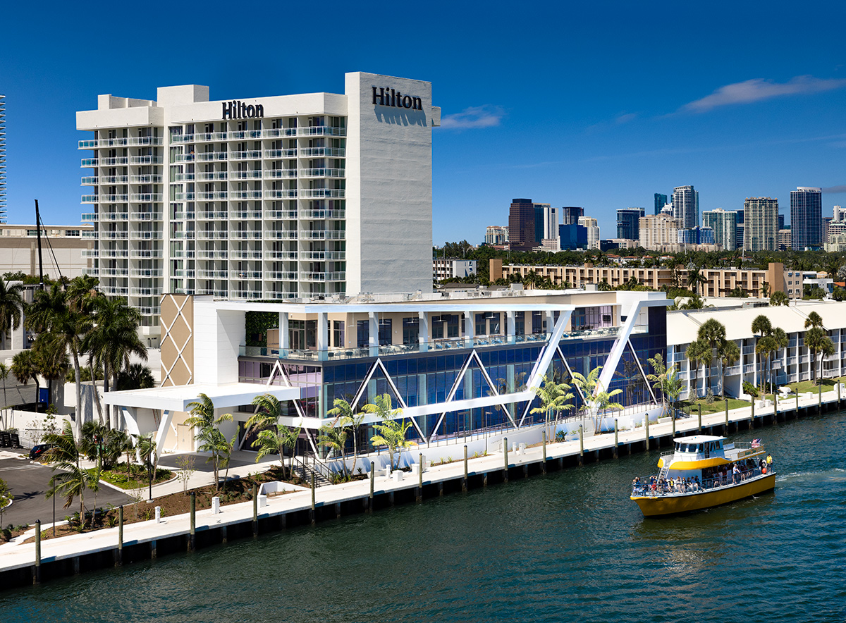 Architectural view of the Hilton Marina in Fort Lauderdale, FL.