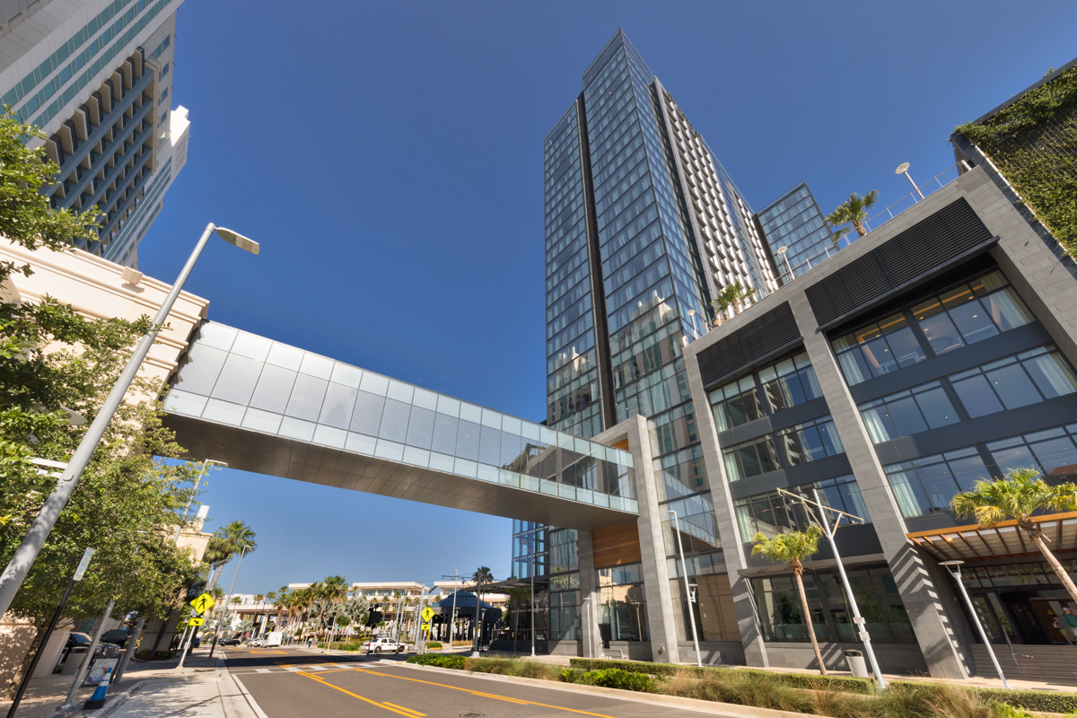 Architectural view of the JW Marriott at Water Street in Tampa, FL.
