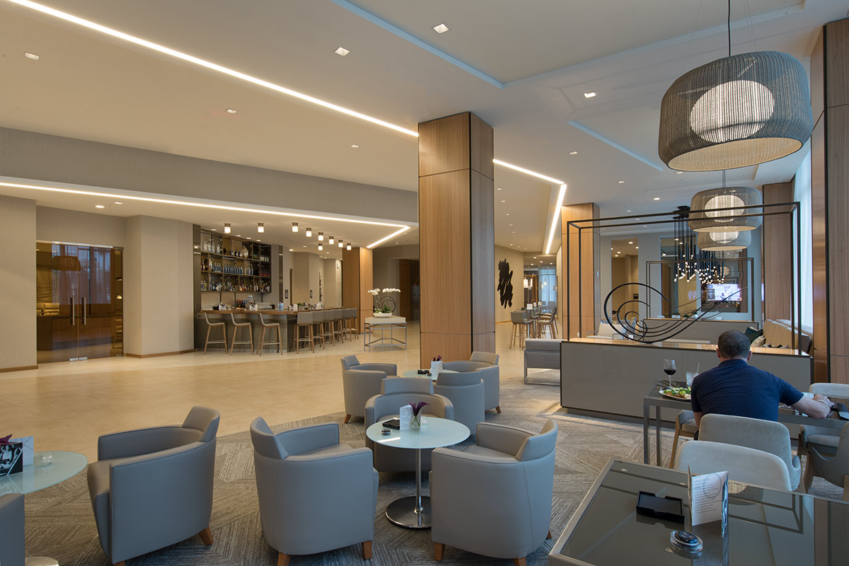 Interior design view of the dining amenity at AC Hotel Aventura, FL.