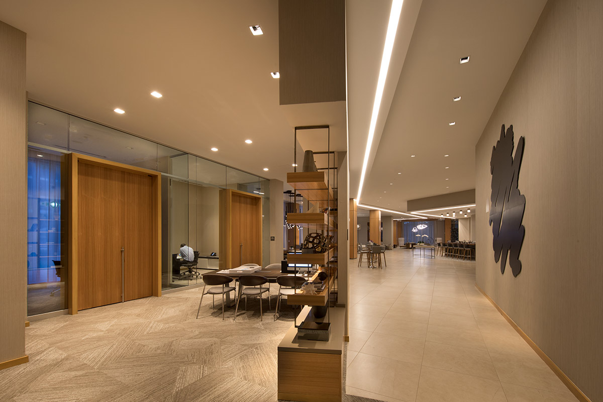 Interior design view of the business center at AC Hotel Aventura, FL.