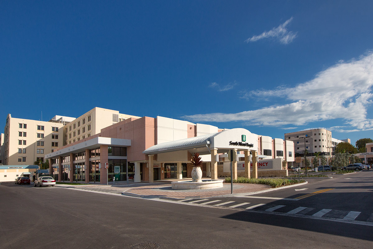 Architectural view of Baptist Health S Miami Emergency.