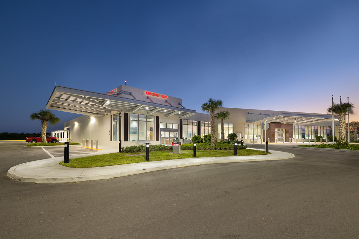 Architectural dusk view of Baptist Fishermen's Community Hospital in Marathon, FL