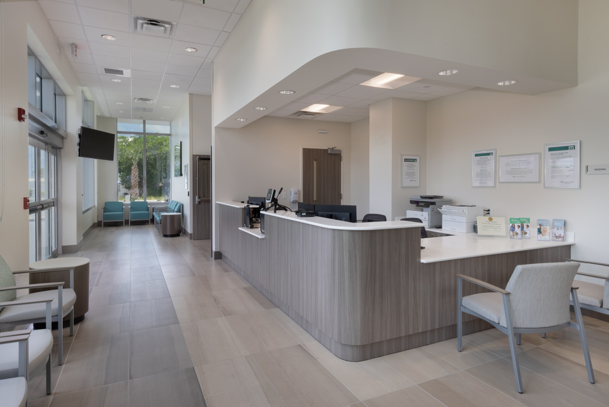 Interior design view of outpatient nurse station at Bapist Fishermen's Community Hospital in Marathon, FL