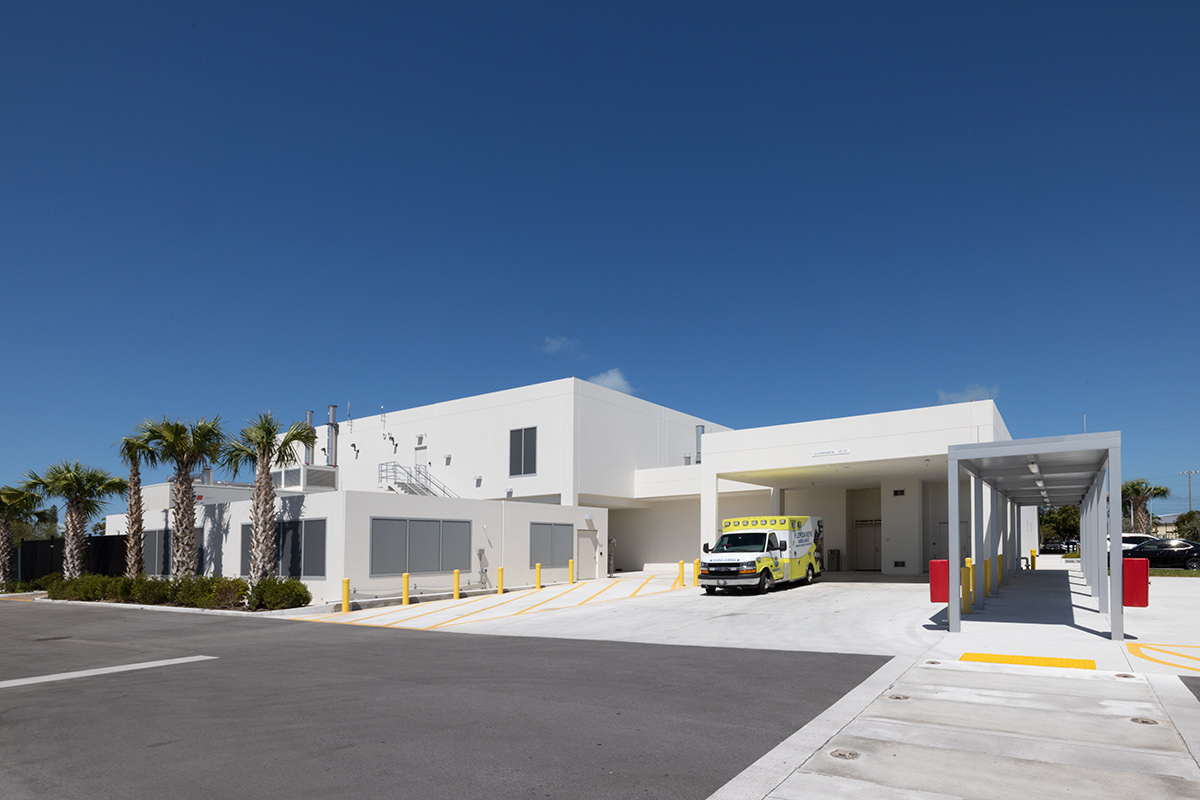 Architectural ambulence arrival view of Baptist Fishermen's Community Hospital in Marathon, FL
