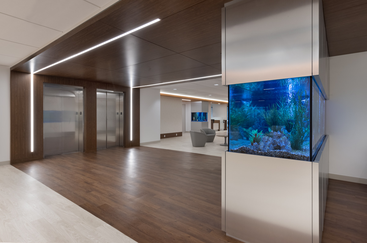 Interior design view of the entry lobby at Gastro Health, Miami, FL