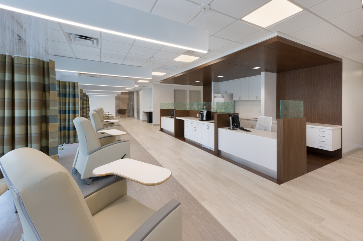 Interior design view of the infusion area at Gastro Health, Miami, FL