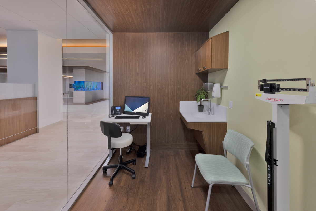 Interior design view of patient evaluation at Gastro Health, Miami, FL