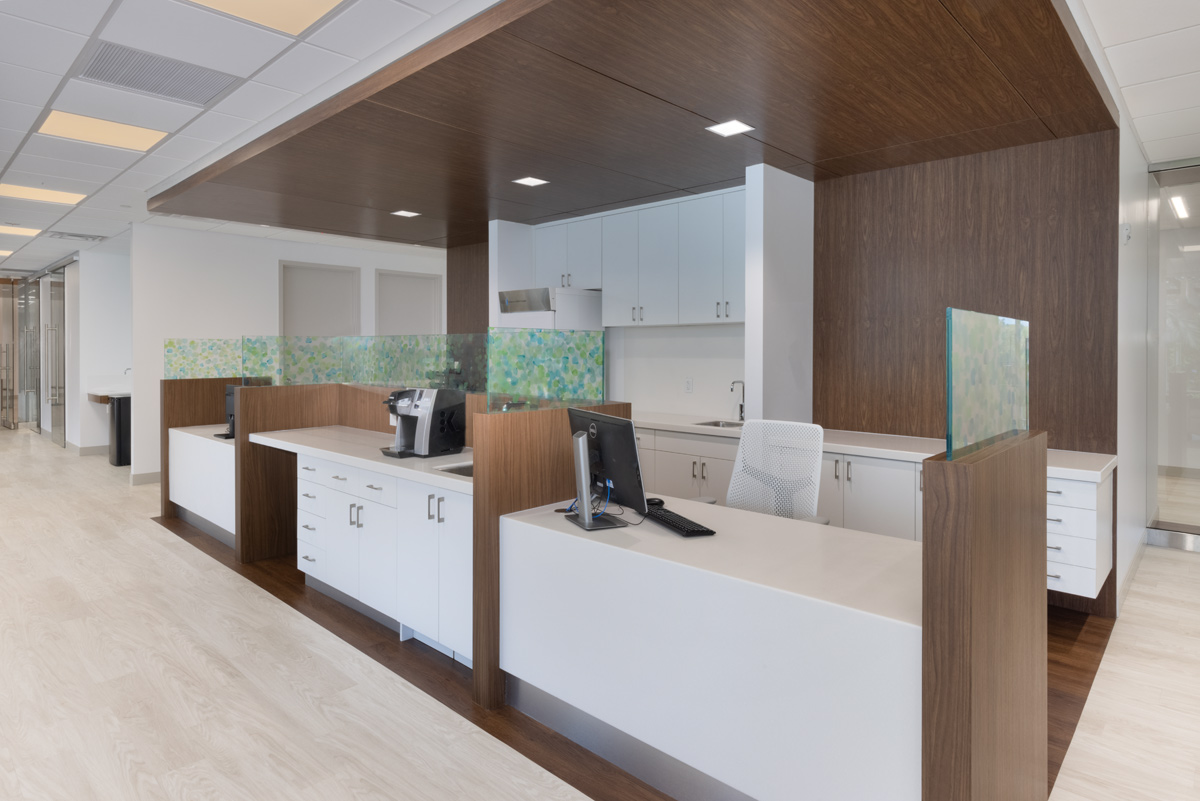 Interior design view of the infusion area at Gastro Health, Miami, FL