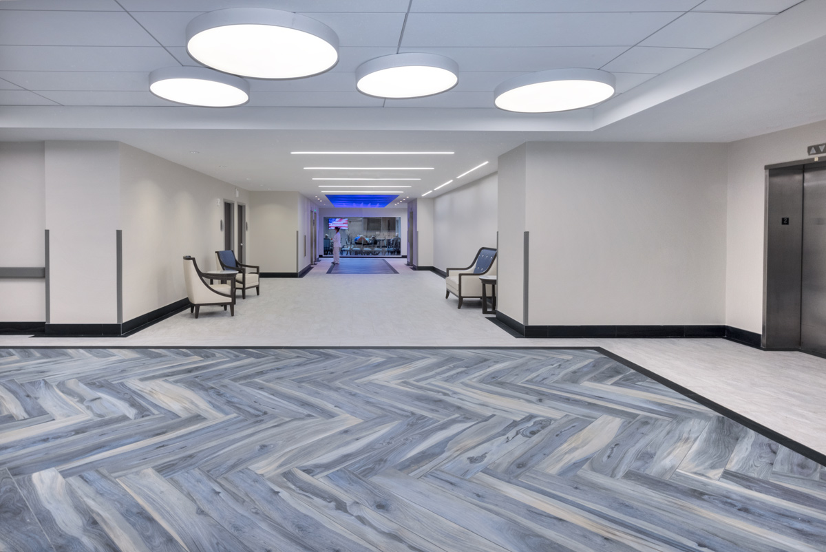 Interior design corridor view of the Victoria Nursing Home in Miami, FL.