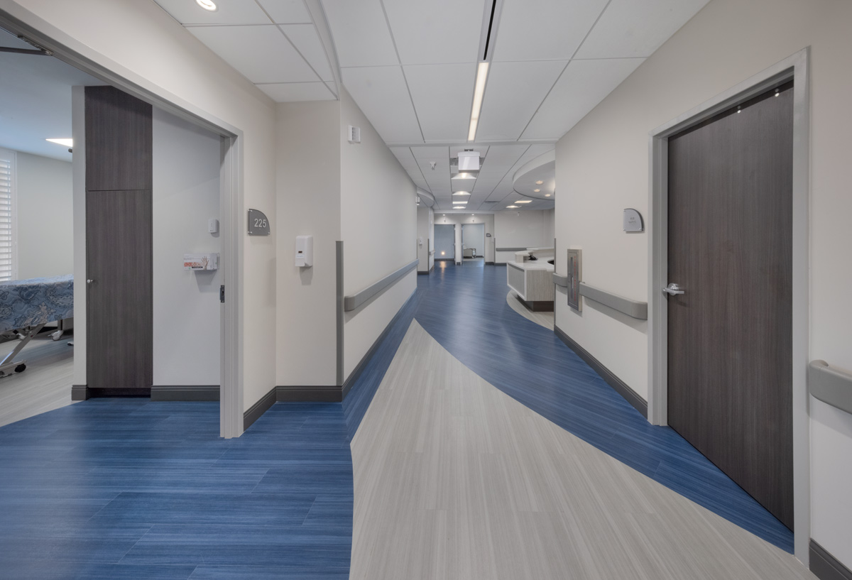 Interior design corridor view of the Victoria Nursing Home in Miami, FL.