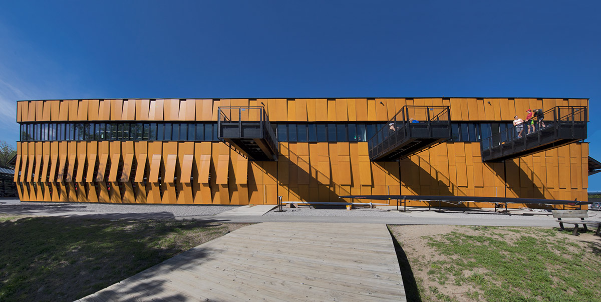 Architectural view of the Harry Parker Boathouse in Brighton, MA.