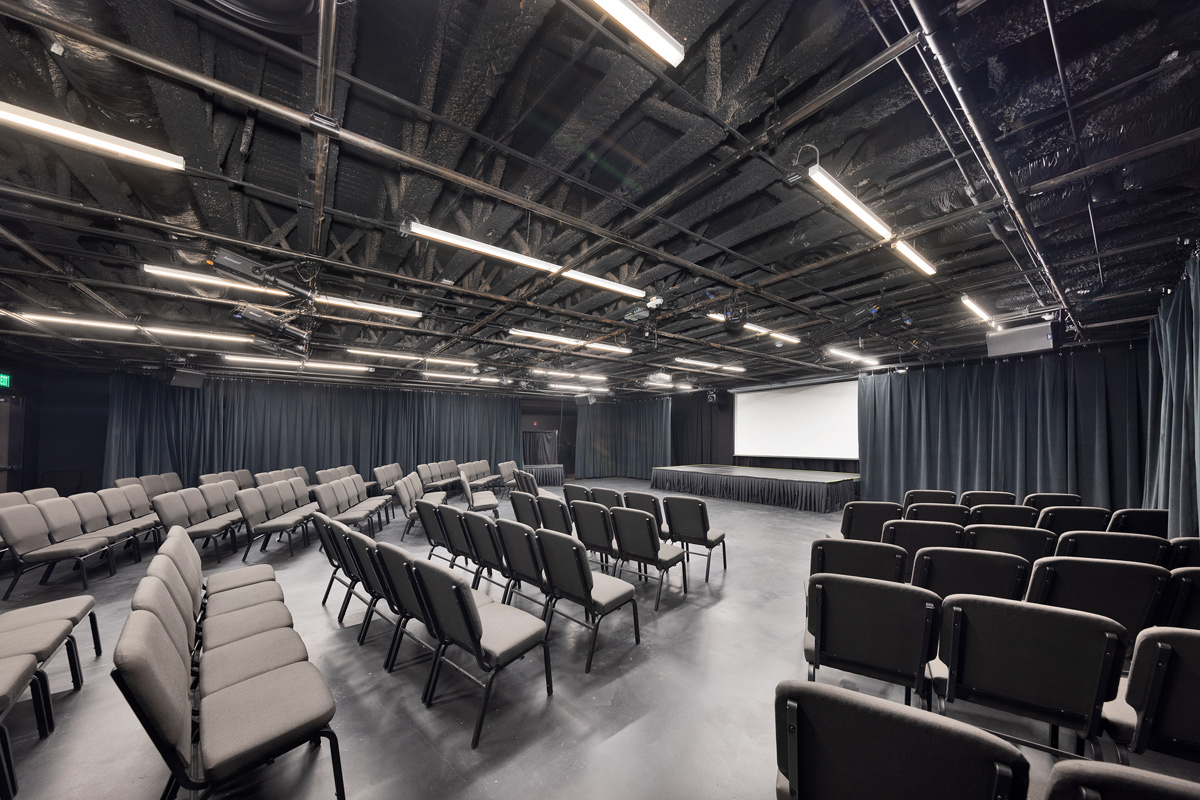 Interior design black box theater view at the YMCA Mizell Community Center - Fort Lauderdale, FL
